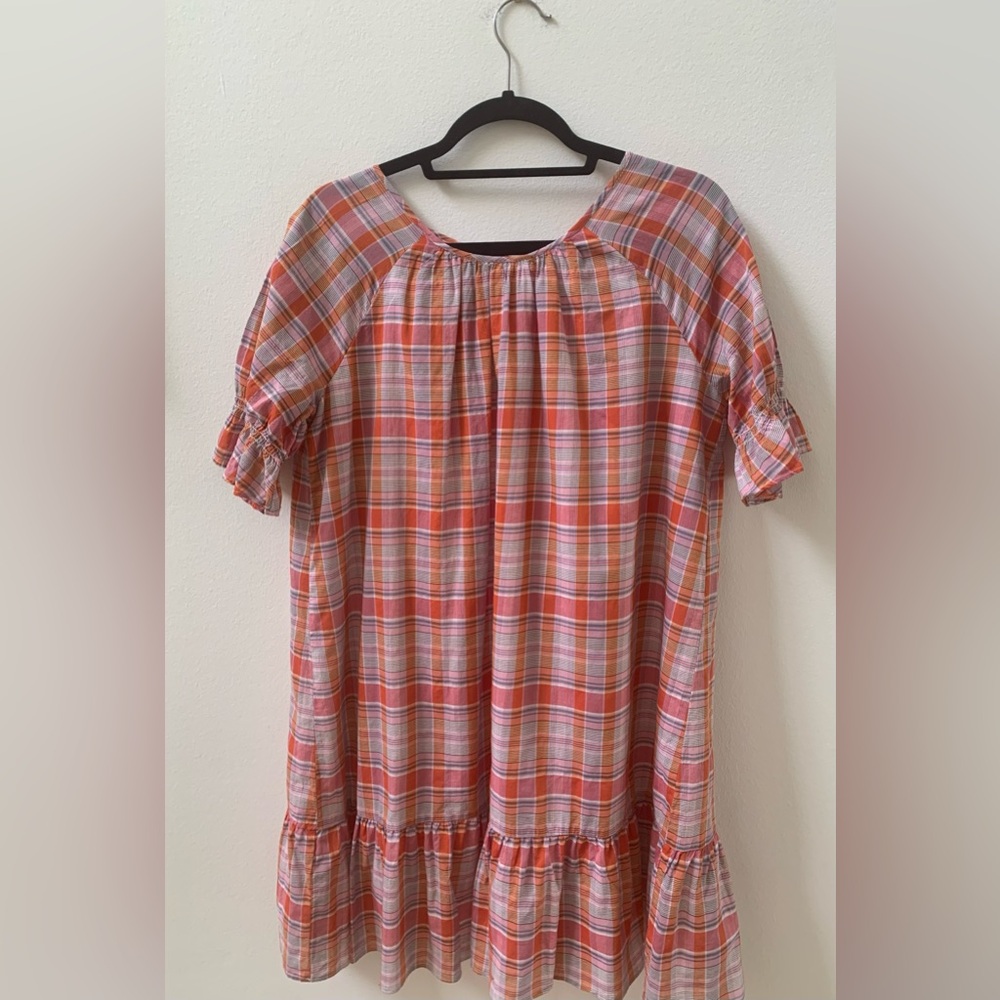 Madewell Red Plaid Mini Dress - Picture 3 of 7